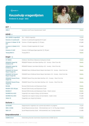 GGZ Keuzehulp K&J vragenlijsten