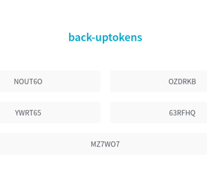 A screenshot with an example of several backup tokens.