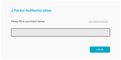 A screenshot of the login page with the text field in which you can enter your 2fa token.