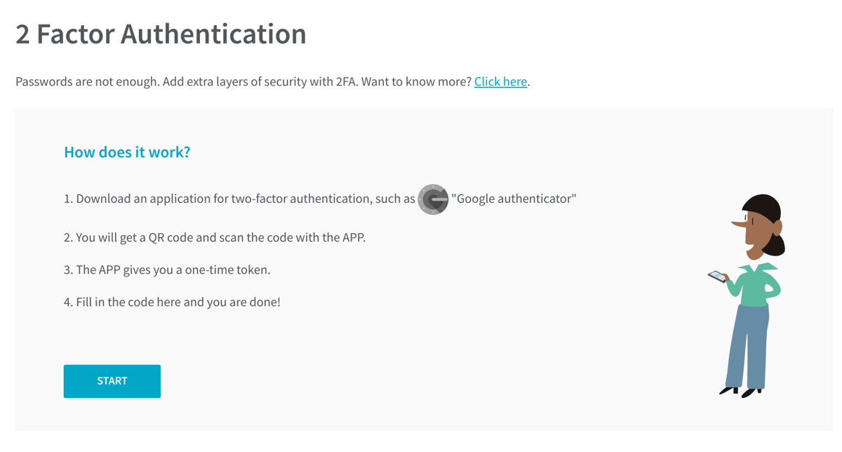 Setting up two-factor authentication