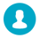 A blue circle with a white icon of a person in the middle.