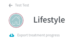 A screenshot of the care plan page with the name of the treatment a download icon and the text Export treatment progress.