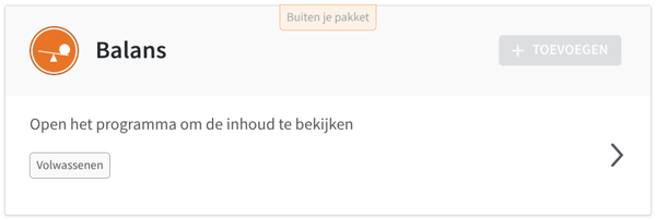 Een schermafbeelding van een programma met het label Buiten je pakket.