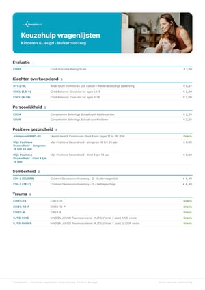 Huisartsenzorg Keuzehulp K&J vragenlijsten