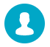 A white icon of a person with a blue circle as a background.